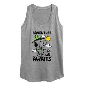 Women's - Peanuts - Adventure Awaits Graphic Racerback Tank - 1 of 4