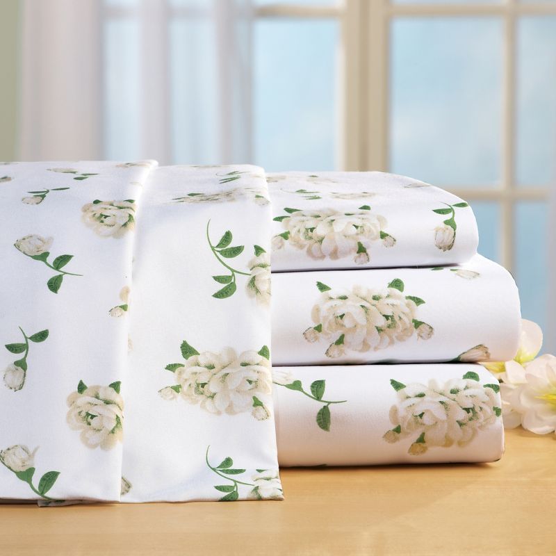 Collections Etc Magnolia Blossom Floral Microfiber Bed Sheet Set, 2 of 4