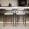 Barstools Set of 2, Counter Height Upholstered Bar Stools with Backs and Iron Legs for Kitchen Island - Leovsnove - 3 of 4
