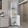 Gulches Modern High Double Cabinet Kitchen Pantry, Storage Cabinet, White, 19.7" W x 80.3" H x 19.6" D - 2 of 4