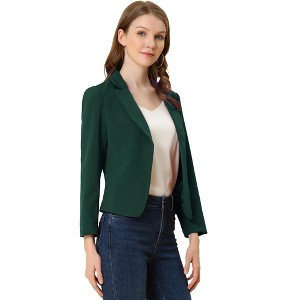 INSPIRE CHIC Women's Open Front Office Long Sleeve Lightweight Printed Floral Crop Suit Blazer - 1 of 4