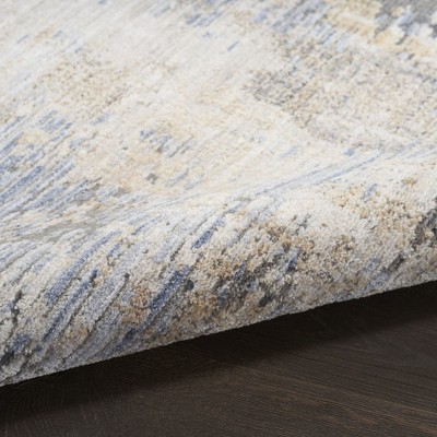 Handmade Grey Blue Abstract Wool Synthetic 8' x 10' Rug