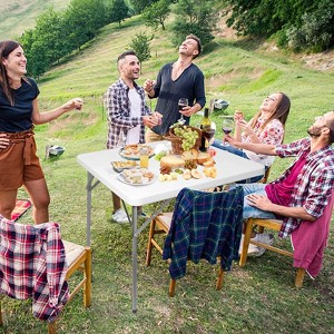 DOMETOUR 2.8 ft. Square Folding Card Table 34" Portable Patio Plastic Tables with Collapsible Legs - 1 of 4