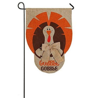 Evergreen Burlap Gobble Gobble Garden Flag, 12.5 x 18 inches