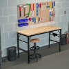 Heavy-Duty Adjustable Height Workbench with Wheels and Solid Wood Top for Garage 48in -3irtyhousy - 3 of 4