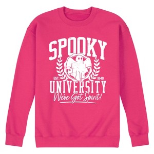 Men's Instant Message Halloween Ghost We've Got Spirit Graphic Fleece Sweatshirt - Magenta - Large - 1 of 4