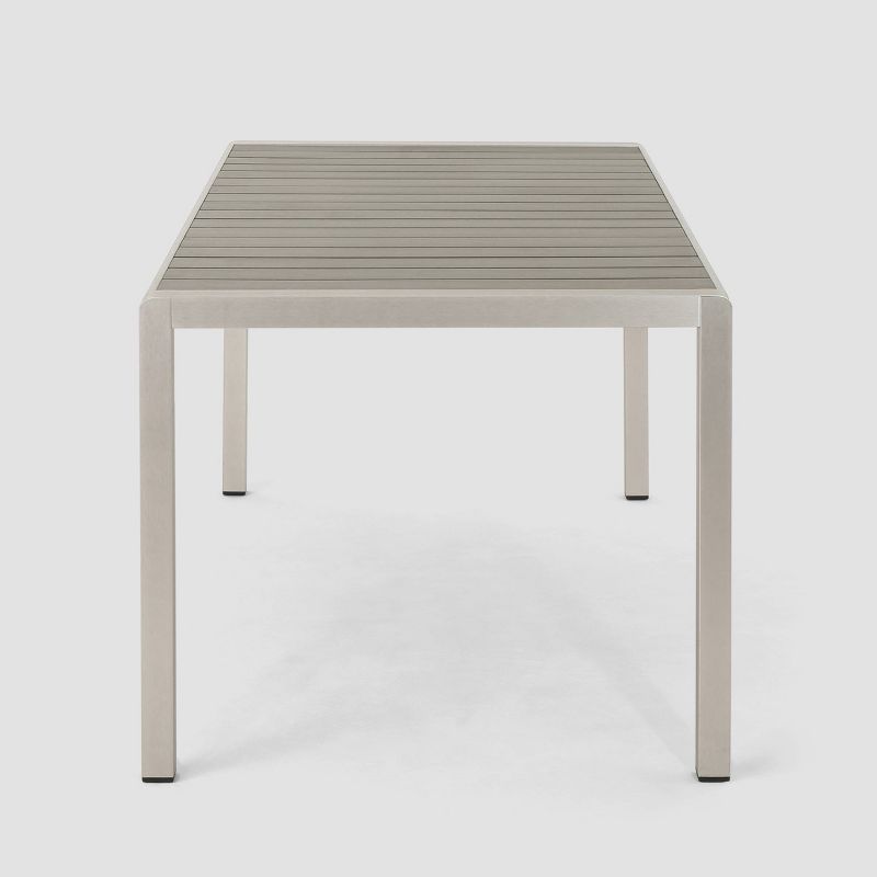 Cape Coral Rectangular Aluminum and Faux Wood Dining Table - Gray - Christopher Knight Home, 5 of 7