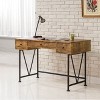 Coaster Home Furniture Analiese Industrial Home Office Writing Study Desk Laptop Table with 3 Storage Drawers and Black Metal Frame, Antique Nutmeg - 2 of 4