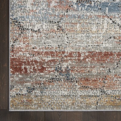 Rustic Textures 26" Multicolor Abstract Runner Rug