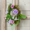 Northlight Mini Rose and Foliage Spring Wreath, Pink and Purple 8" - image 2 of 4