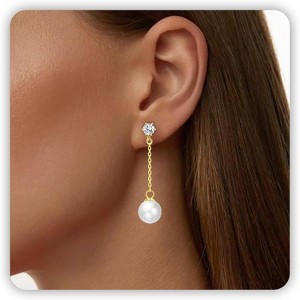 Pearl Earrings for Women, for Wedding, Bow Stud Jewelry as Christmas Gifts Statement Silver as Boho Prom Accessorie - 1 of 4