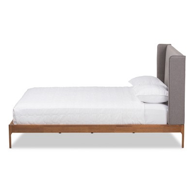 Brooklyn King Walnut Wood Upholstered Platform Bed with Tufted Headboard