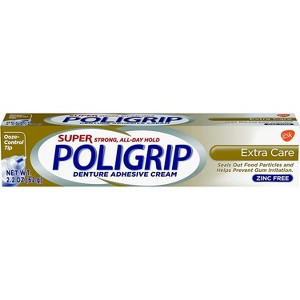 Poligrip Super Denture Adhesive Cream, Extra Care, 2.2 Oz - 1 of 4