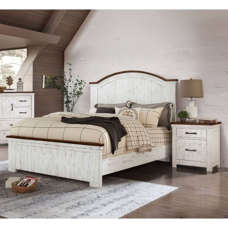 2pc Queen Willow Rustic Bedroom Set Distressed White/Walnut - HOMES: Inside + Out, 3 of 12