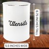 AuldHome Design Farmhouse Metal Utensil Holder, Enamel Classic Style Round Kitchen Utensil Caddy - 3 of 4