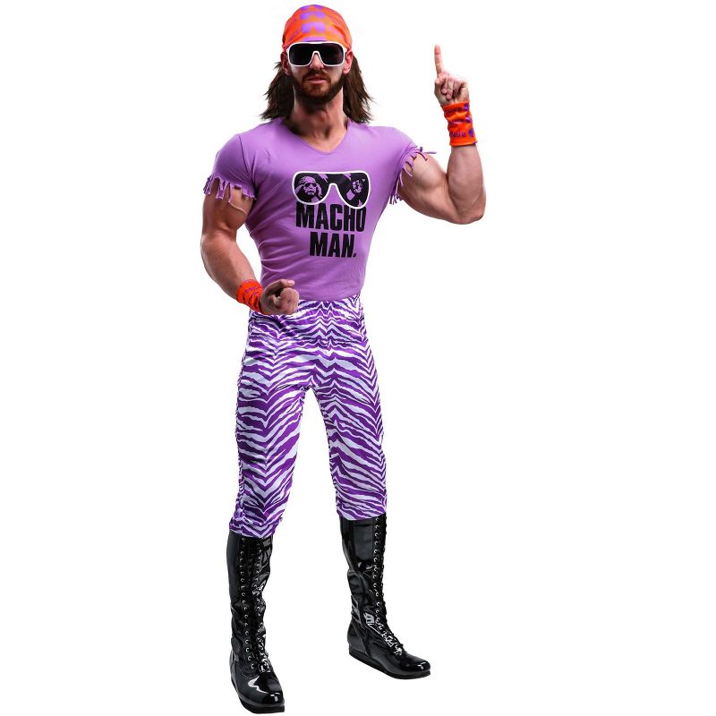 HalloweenCostumes.com WWE Adult Macho Man Madness Costume Mens, Purple Tough Guy Wresting Halloween Outfit., 1 of 12