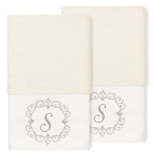 Linum Home Textiles 100% Turkish Cotton MONICA 2PC Embellished Hand Towel Set - 1 of 1