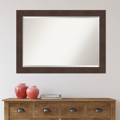 41" x 29" Walnut Brown Beveled Wood Framed Wall Mirror