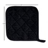 Pot Holder Set, 3 Piece Set Of Heat Resistant Quilted Cotton Pot Holders By Hastings Home (Black) - 3 of 4