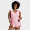 Women's Lace Trim Ribbed Tank Top and Shorts Pajama Set - Auden™ - 4 of 4