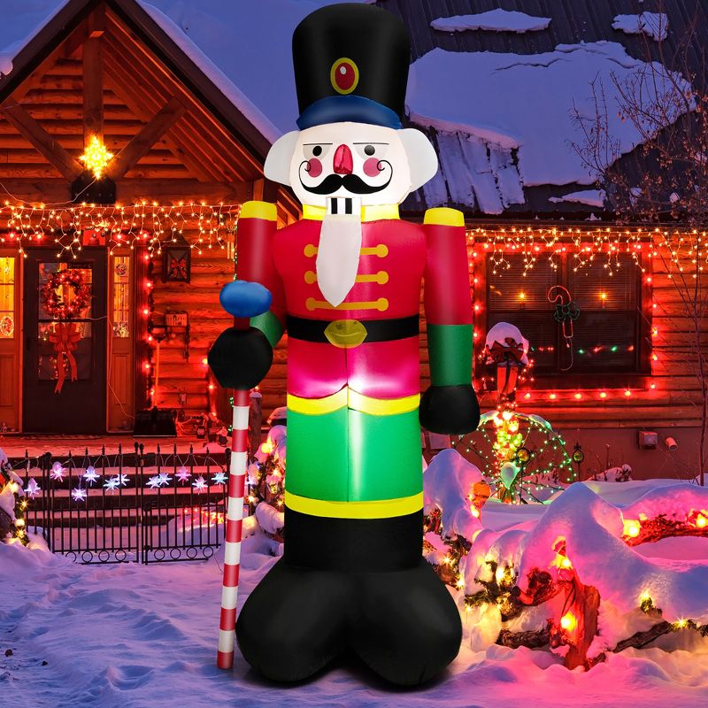 Costway 8FT Inflatable Nutcracker Soldier w/ 2 Built-in LED Lights, Sandbags & Air Blower, 1 of 9