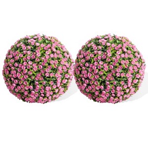 Artificial Topiary Balls Set of 2, Flower Topiary Balls Decorative Balls for Outdoor and Indoor, Wedding Decoration - 1 of 4