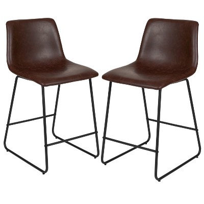 Flash Furniture 24 Inch Leathersoft Counter Height Barstools In Dark ...