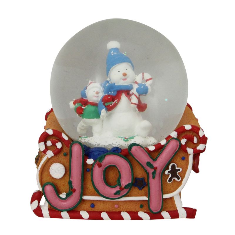 Northlight 5.25" Musical "Joy" Snowmen and Gingerbread Sleigh Christmas Snow Globe, 1 of 4