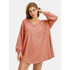 EXLURA EXLURA Womens Spring Long Sleeve Shirts V Neck Casual Maternity Tops Loose Babydoll Pullover Dressy Tunic Blouse Outfits 2025 Apricot - 2 of 4