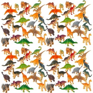 Mini Dinosaur Toy Set for Kids 96 pcs Plastic Dinosaur Figures 2.5" Mini T-rex, Stegosaurus, Monoclonius, and More! - 1 of 4