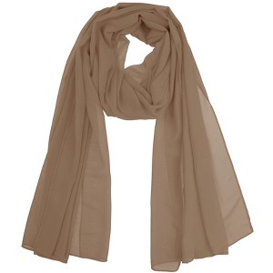 Elerevyo Women's Solid Chiffon Sheer Lightweight Soft Long Scarf Shawl 1 Pc - 1 of 4