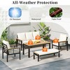 5 PCS Outdoor Furniture Set Patio Set Patio Conversation Set with Table, 3-Seat Sofa, Armchair, Bench and Cushions, Black+Beige-ModernLuxe - 4 of 4