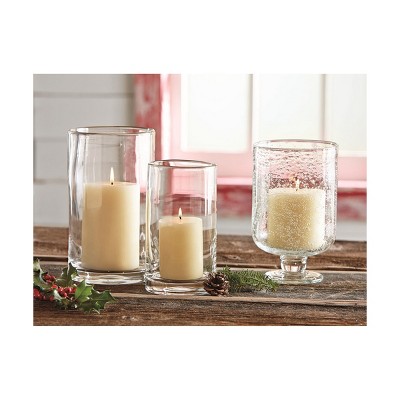Clear Bubble Glass Hurricane Candle Holder, Medium