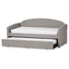 Twin Lanny Modern and Contemporary Fabric Nailhead Trimmed Arched Back Sofa Daybed with Roll Out Trundle Guest Bed Gray - Baxton Studio - 2 of 4
