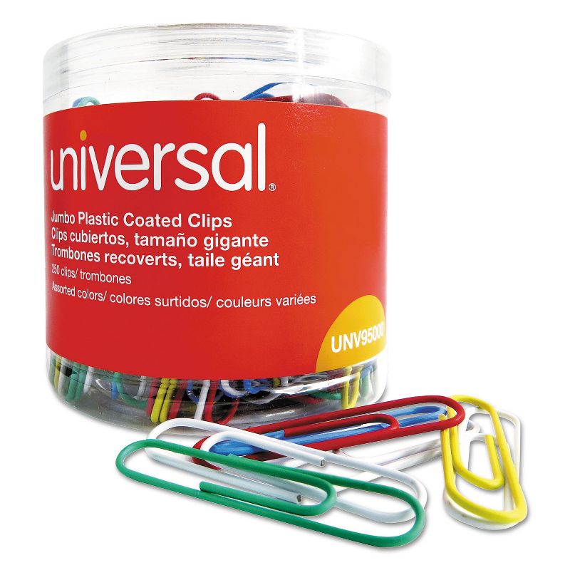 Universal Vinyl-Coated Wire Paper Clips Jumbo Assorted Colors 250/Pack 95000, 4 of 5
