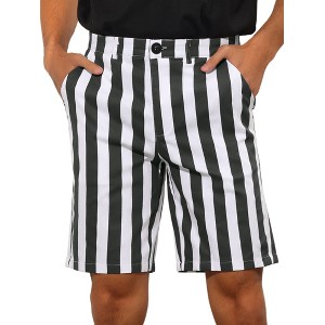 Lars Amadeus Men's Summer Flat Front Color Block Striped Chino Shorts - 1 of 4