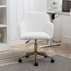 GlasFlength Task and Office Chairs Teddy Fabric Adjustable Height Swivel Chair Desk Chair for Home Office, White, 24.8"*22.8"*33.8" - 3 of 4