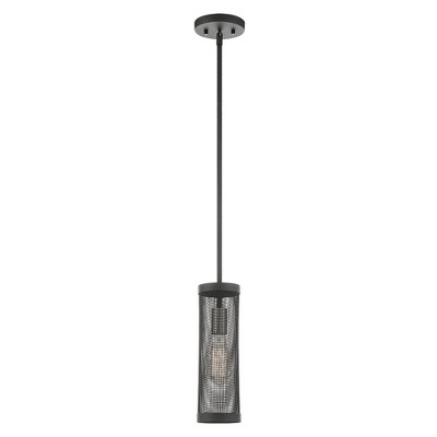 Black and Brushed Nickel Mesh Single Pendant Light