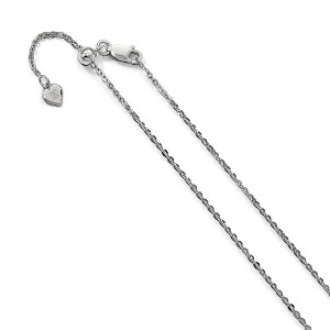 Black Bow Jewelry 1.75mm Rhodium Plated Sterling Silver Adjustable Cable Chain Necklace - 1 of 4