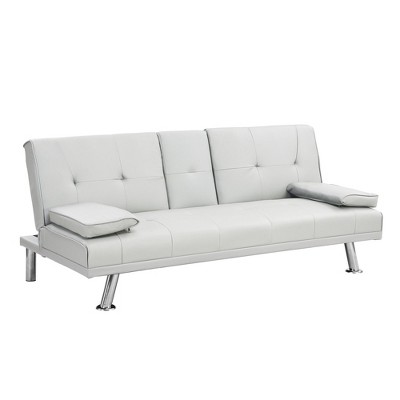 NicBex 66.1 Inch PVC Convertible Folding Futon Sofa Bed with Armrest for Living Room,Office,Apartment,Bedroom
