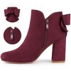 Allegra K Women's Round Toe Bow Decor Chunky Heel Ankle Boots - 3 of 4
