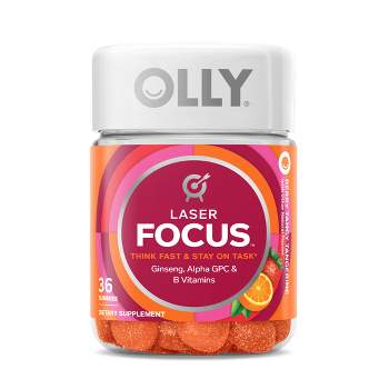 OLLY Laser Focus Gummies with Ginseng, Alpha GPC & B Vitamins - Berry Tangerine - 36ct