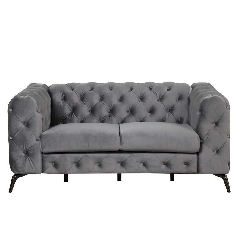 Modern Velvet Upholstered Accent Sofa Chair with Button Tufted Back-ModernLuxe, 2 of 13