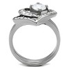 Slickblue Women's Stainless Steel Ring with Clear CZ Heart Stone, Polished Finish, Size 5-10 - 3 of 4