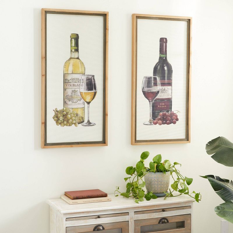 Farmhouse Wood Wine Framed Wall Art Set of 2 Brown - Olivia &#38; May, 2 of 12