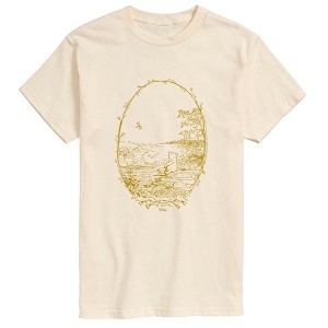 トップス Seamless Print Tee WIDE for +81- Men's Winnie the Pooh Lake Floral Frame Short Sleeve Graphic T