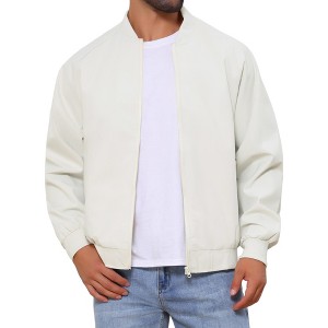 INSPIRE CHIC Men's Casual Stylish Lightweight Full Zip Up Bomber Jacket - 1 of 4