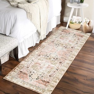 Washable Rug Distressed Vintage Rug with Non Slip Rubber Backing - 1 of 4