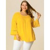 Agnes Orinda Women's Plus Size Plain Cut-Out Gathered Patchwork Long Sleeve T-Shirt - 2 of 4