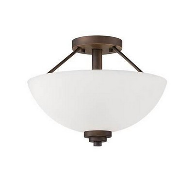 Durham 14" Rubbed Bronze Glass Bowl Flush Mount Light